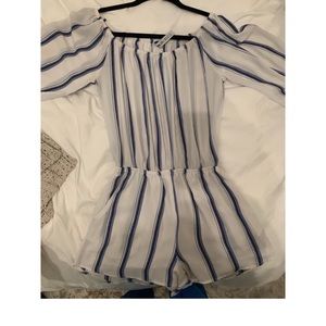 White and blue stripe Design Lab romper